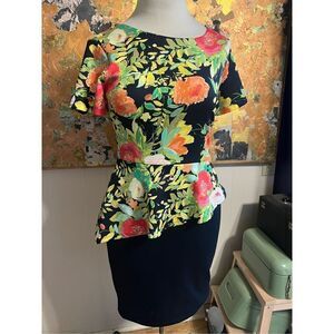 Brand New En Studio Focus Women’s Large Black Floral Blouse Top Shirt